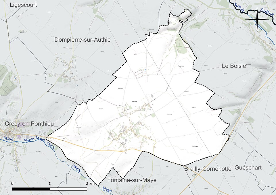 Réseau hydrographique d'Estrées-lès-Crécy.